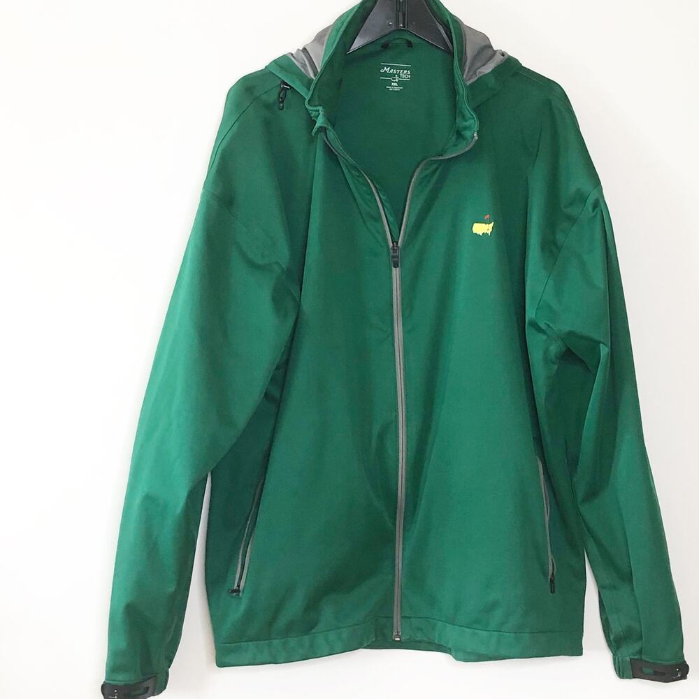 Masters Tech Green Full-Zip Windbreaker Golf Jacket Men’s XXL Hooded